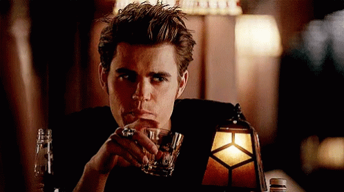 Stefan Salvatore Thinking Bourbon Drink GIF