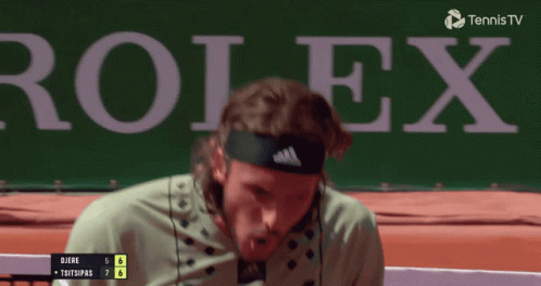 Stefanos Tsitsipas Tennis Court Rolex Logo GIF