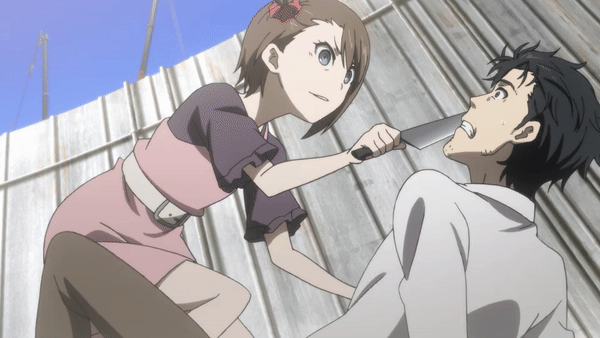 Steins Gate Okabe Frightened By Knife GIF