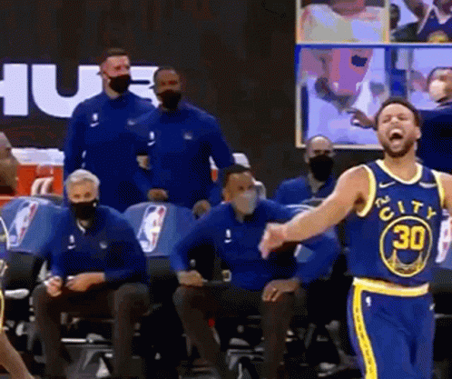 Steph Curry 3 Happy Jump GIF