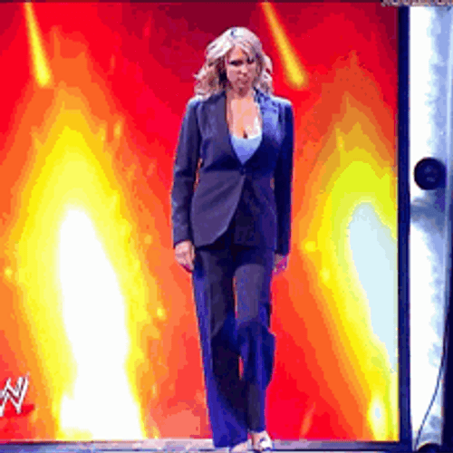 Stephanie Mcmahon In Tux For Wrestling GIF