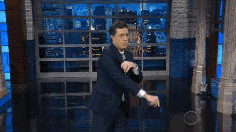 Stephen Colbert Catch The Pass Ball GIF