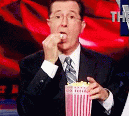 Stephen Colbert Popcorn Ready GIF