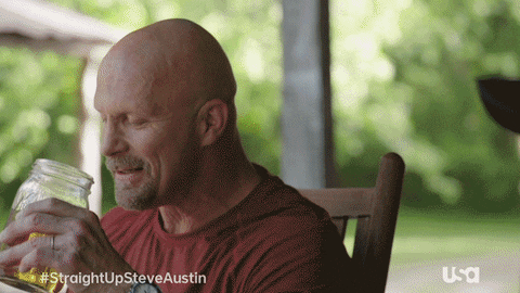 Steve Austin Stone Cold Drinking Beer Straight Up GIF