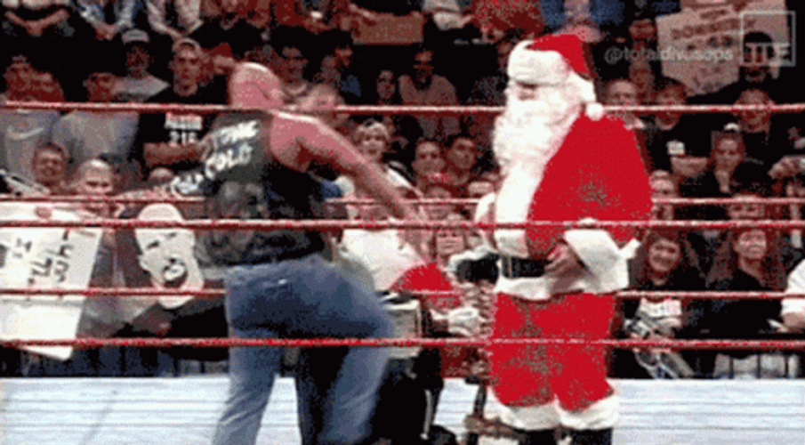 Steve Austin Stone Cold Stunner On Santa GIF