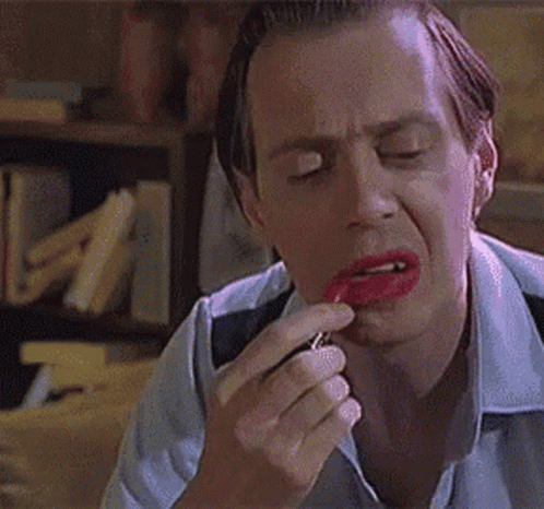 Steve Buscemi Applying Lipstick GIF