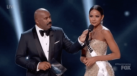 Steve Harvey Miss Universe Answering GIF
