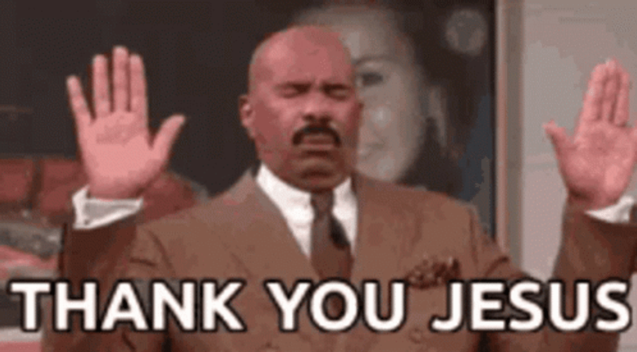Steve Harvey Raising Hand Thank You Jesus GIF