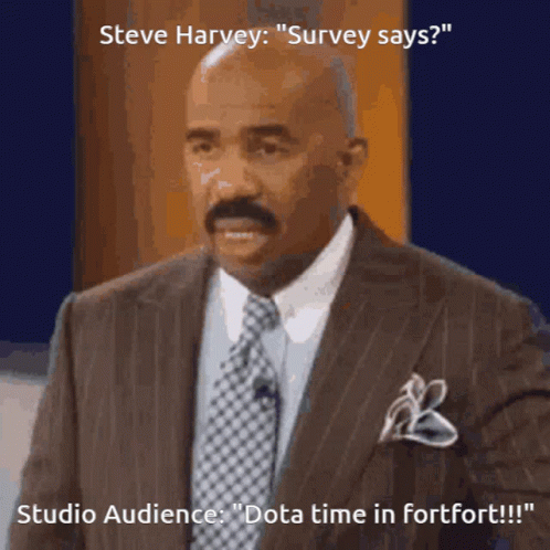 Steve Harvey Says " Survey Says " While Standing In Front Of A Microphone GIF