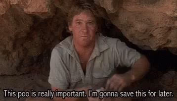 Steve Irwin Putting Poo Inside His Pocket GIF