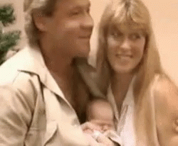 Steve Irwin With Wife Terri And Baby GIF