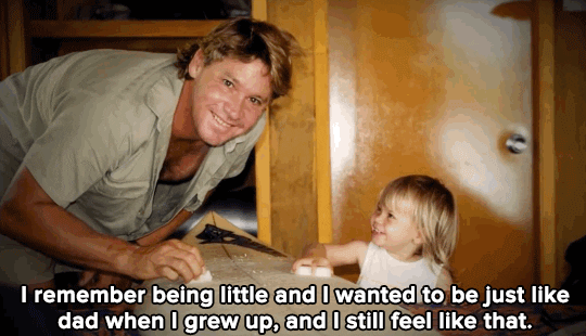 Steve Irwin With Young Daughter Bindi GIF
