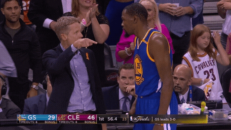Steve Kerr Coaching Kevin Durant GIF