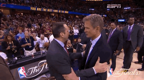 Steve Kerr Holding David Blatt's Arm GIF