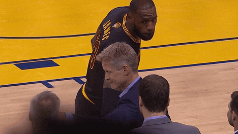 Steve Kerr Tapping Lebron James Back GIF