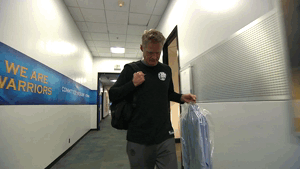 Steve Kerr Walking In Gsw Lobby GIF