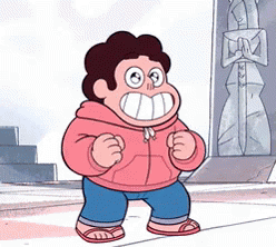 Steven Universe Character Standing In Front Of Stone Statue GIF
