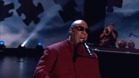 Stevie Wonder Performing In Red Coat GIF