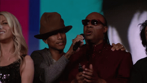Stevie Wonder With Pharrell Williams GIF