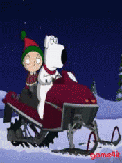 Stewie And Brian Griffin Riding A Snowmobile GIF
