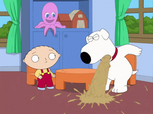 Stewie And Brian Throwing Up Before Octopus GIF