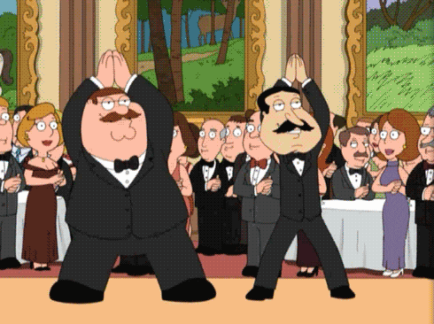 Stewie Father Peter Griffin And Glenn Quagmire Dancing GIF