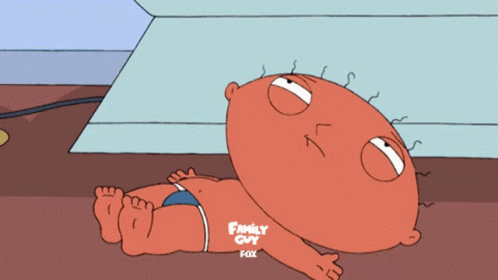 Stewie From Family Guy Laying on Ground