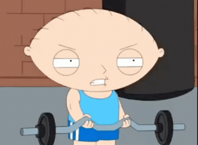Stewie Griffin Weightlifting In Gym Family Guy498 X 364 GIF