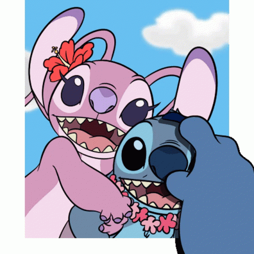 Stich And Angel Photo Swipe GIF