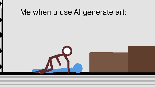 Stick Figure Crawling Me When U Use Al Generate Art GIF