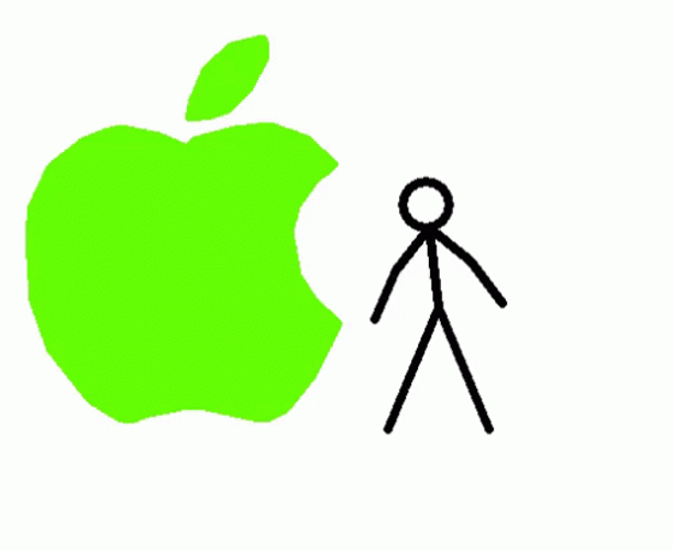 Stick Figure Eaten By Apple GIF