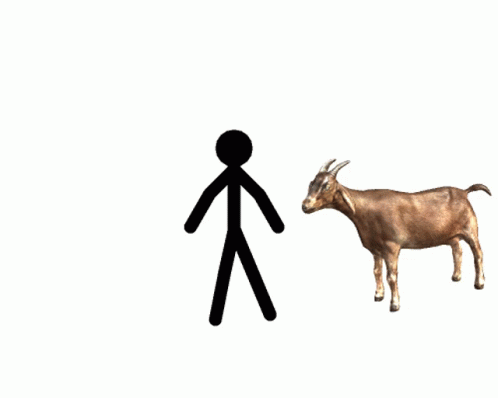 Stick Figure Feeding Goat GIF