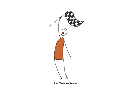 Stick Figure Holding Checkered Flag