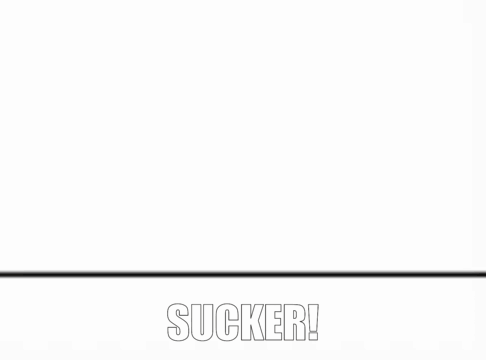 Stick Figure Holding Dumbbell Says Sucker GIF