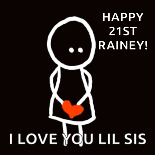 Stick Figure Holding Hearts Happy 21St Rainey I Love You Lil Sis GIF