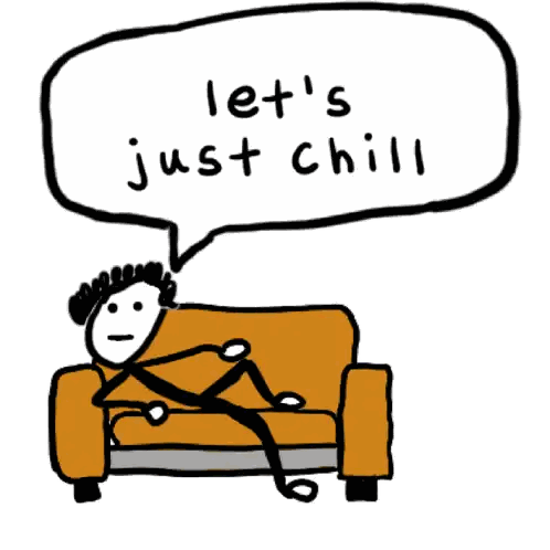 Stick Figure Lying on Orange Couch