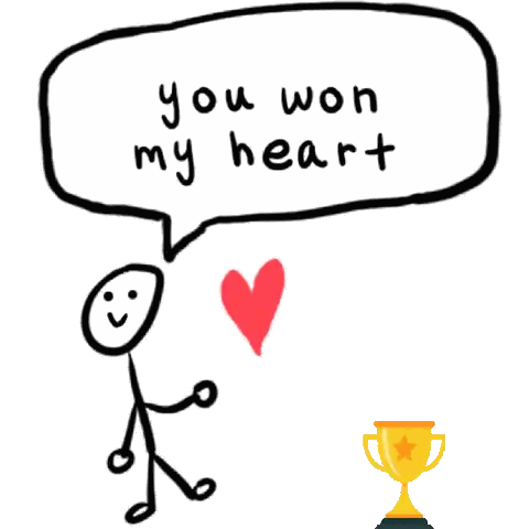 Stick Figure Saying You Won My Heart