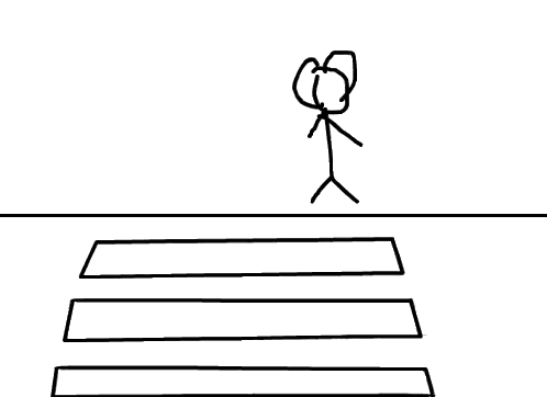 Stick Figure Standing on Crosswalk
