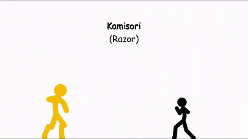Stick Figure Walking In Front Of Kamisori Banner GIF