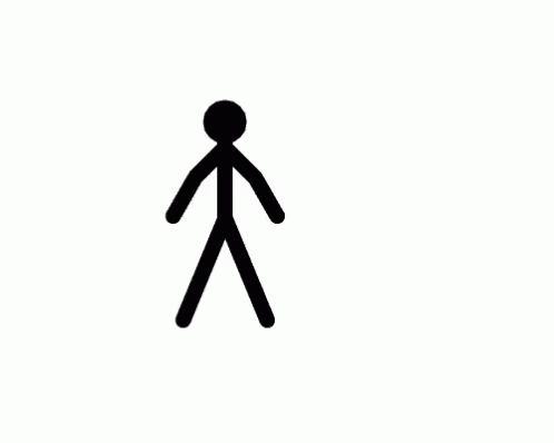 Stick Figure Walking With Chinese Symbol GIF