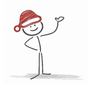 Stick Figure Waving Santa Hat