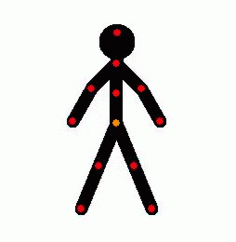 Stick Figure With Red Dots Next To Mouse Arrow GIF