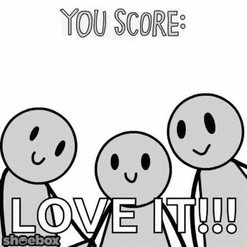 Stick Figures Holding Signs Saying You Score 10 And Love It