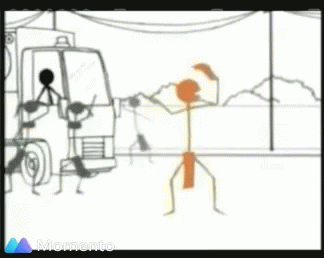 Stick Figures Standing in Front of Truck With Momento