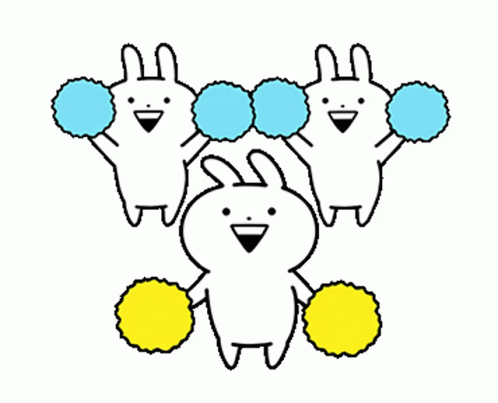 Sticker Bunny Cheering Squad Of Three GIF