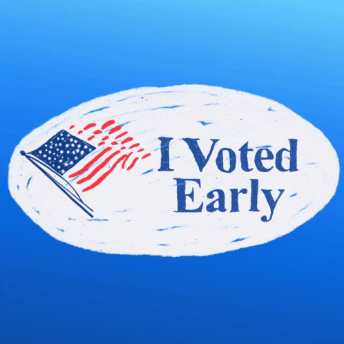 Sticker I Voted Early American Flag