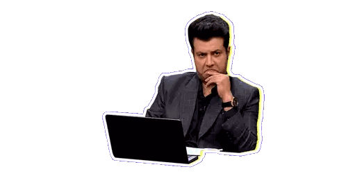 Sticker Of Man With Laptop Judging Internships
