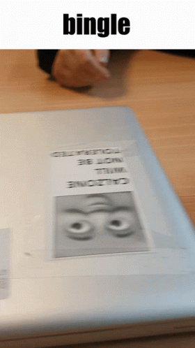Sticker On Laptop That Says Bingle GIF
