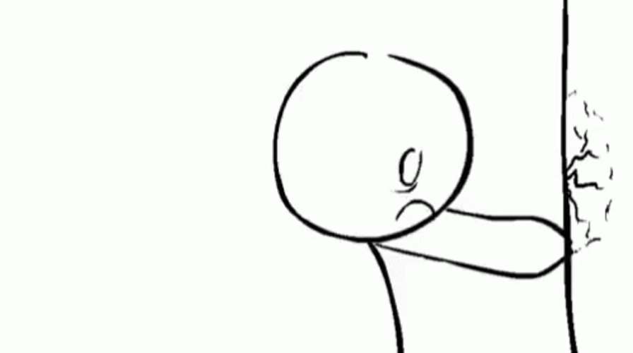 Stickman Bangs Head Against Wall Animated Art GIF