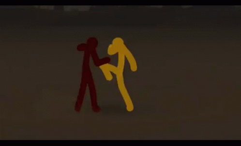 Stickman Fight Red Vs Yellow Close Quarter GIF